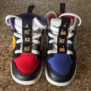 Rare Jordan Kids Sneakers in Red, Blue, and Black